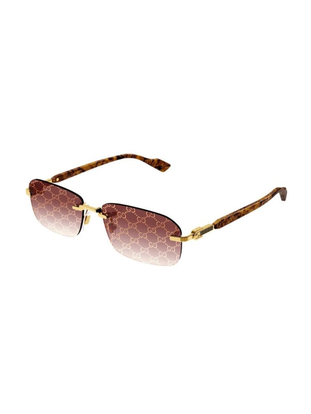 New Gucci Men's Sunglasses Gold Square Red Lens Metal Frame GG1221S 004 56